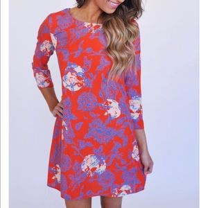 Red floral dress